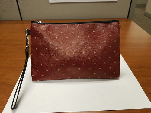 Burgundy leather makeup bag