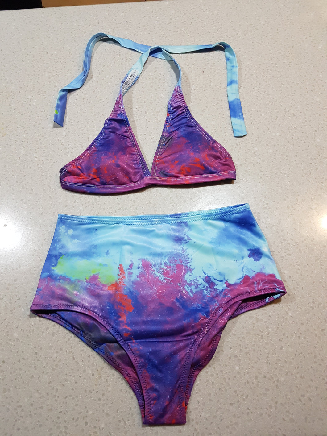 Coral Eruption Halter High Waist Bikini Set