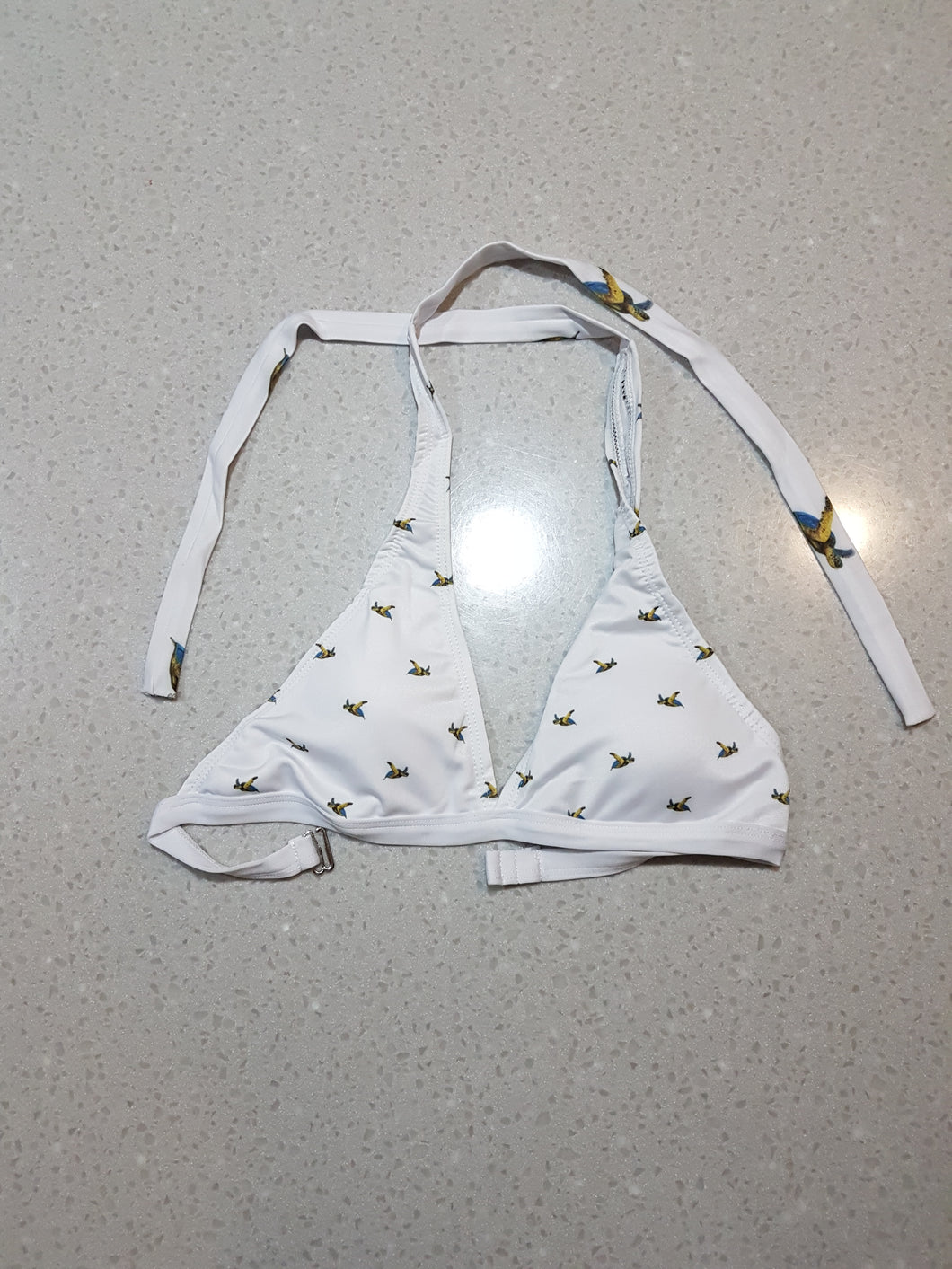 Las Tortugas Designer White Halter Neck Bikini Top
