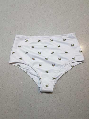 Las Tortugas Designer White High Waist Bikini Bottom