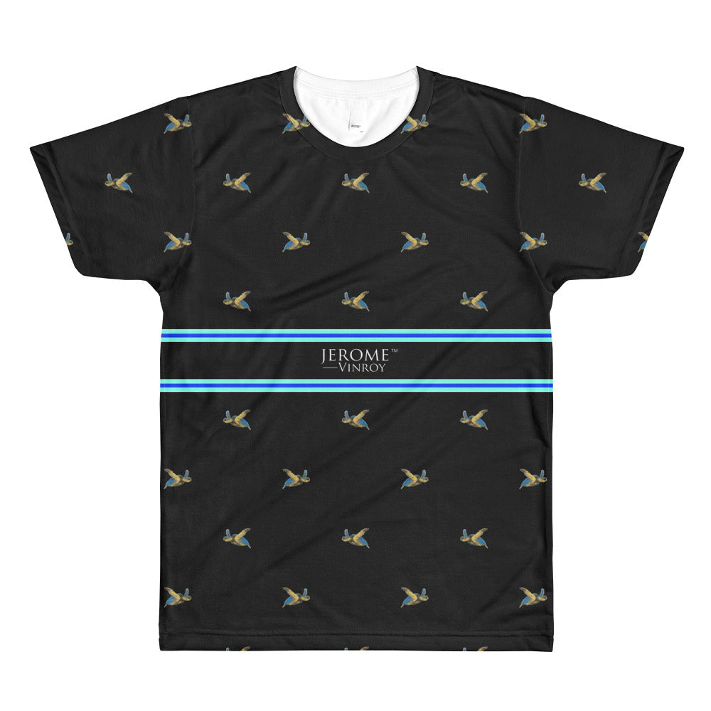 Las Tortugas Designer Black All-Over Printed T-Shirt