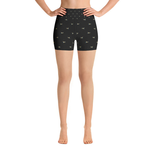 Las Tortugas Designer Black Yoga Shorts