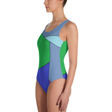 Fractured Blue One-Piece Swimsuit