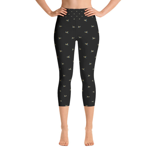 Las Tortugas Designer Black Yoga Capri Leggings